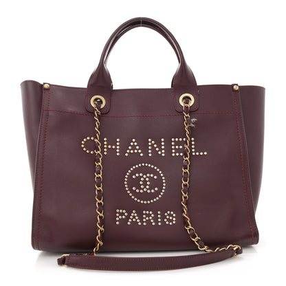 Chanel Caviar Small Studded Deauville Tote Burgundy 1 of 16