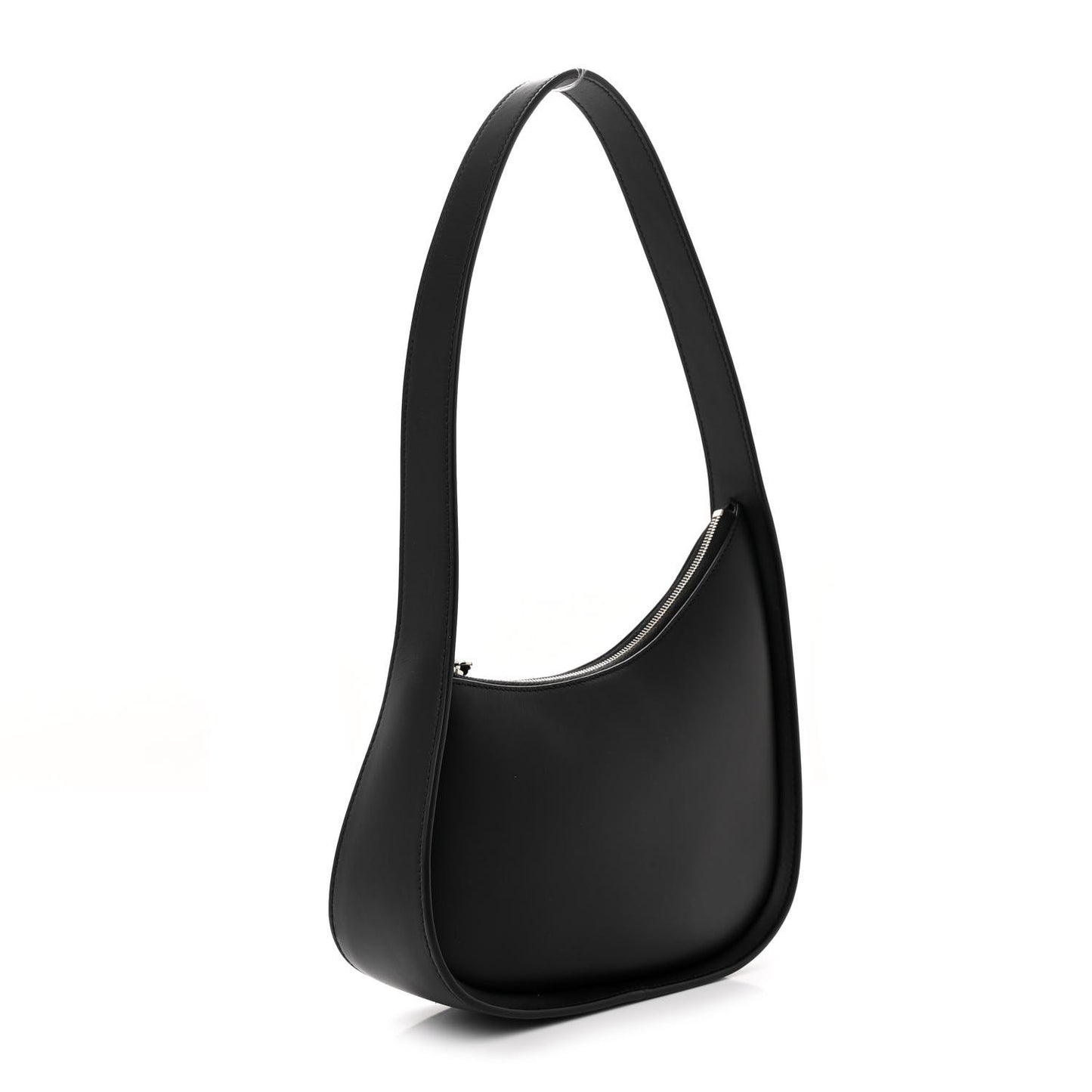 Smooth Calfskin Half Moon Shoulder Bag Black