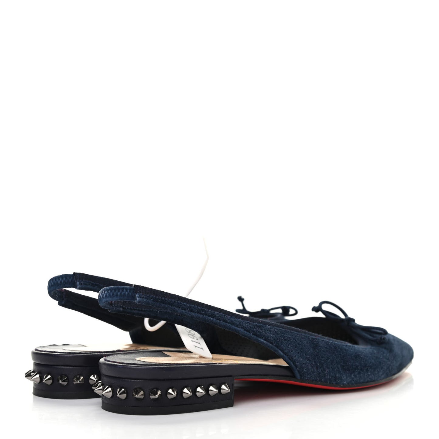Velours Spiked Hall Slingback Flats 39 Navy