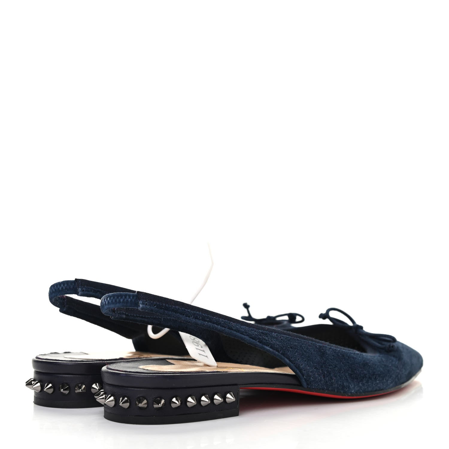 Christian Louboutin Velours Spiked Hall Slingback Flats 39 Navy 4 of 7