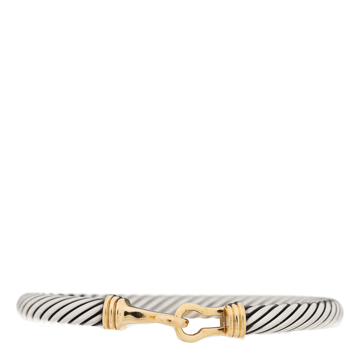 Sterling Silver 14K Yellow Gold 5mm Cable Buckle Bracelet