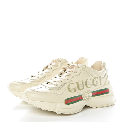 Gucci Calfskin Logo Womens Rhyton Sneakers 36 Ivory 3 of 9