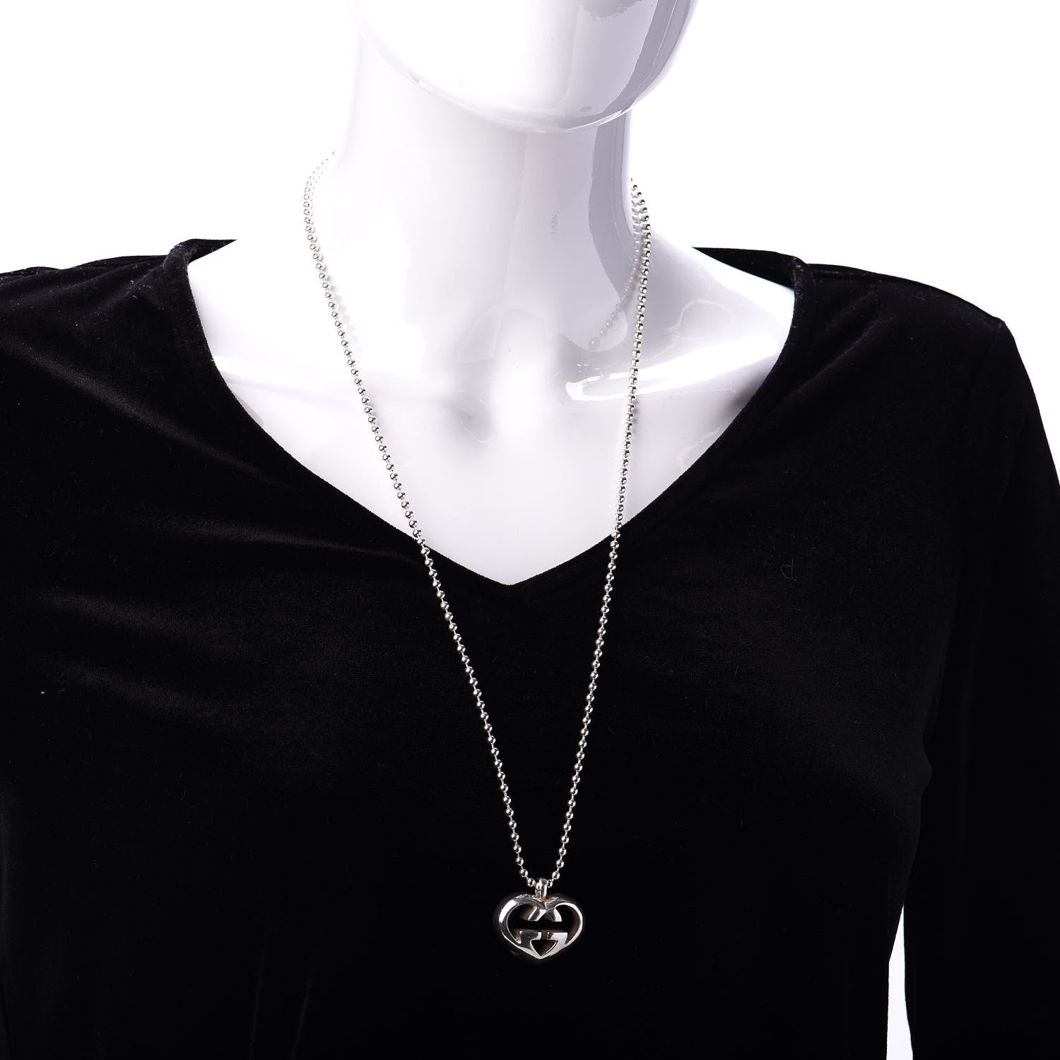 Gucci Sterling Silver Britt Heart Pendant Necklace 2 of 4