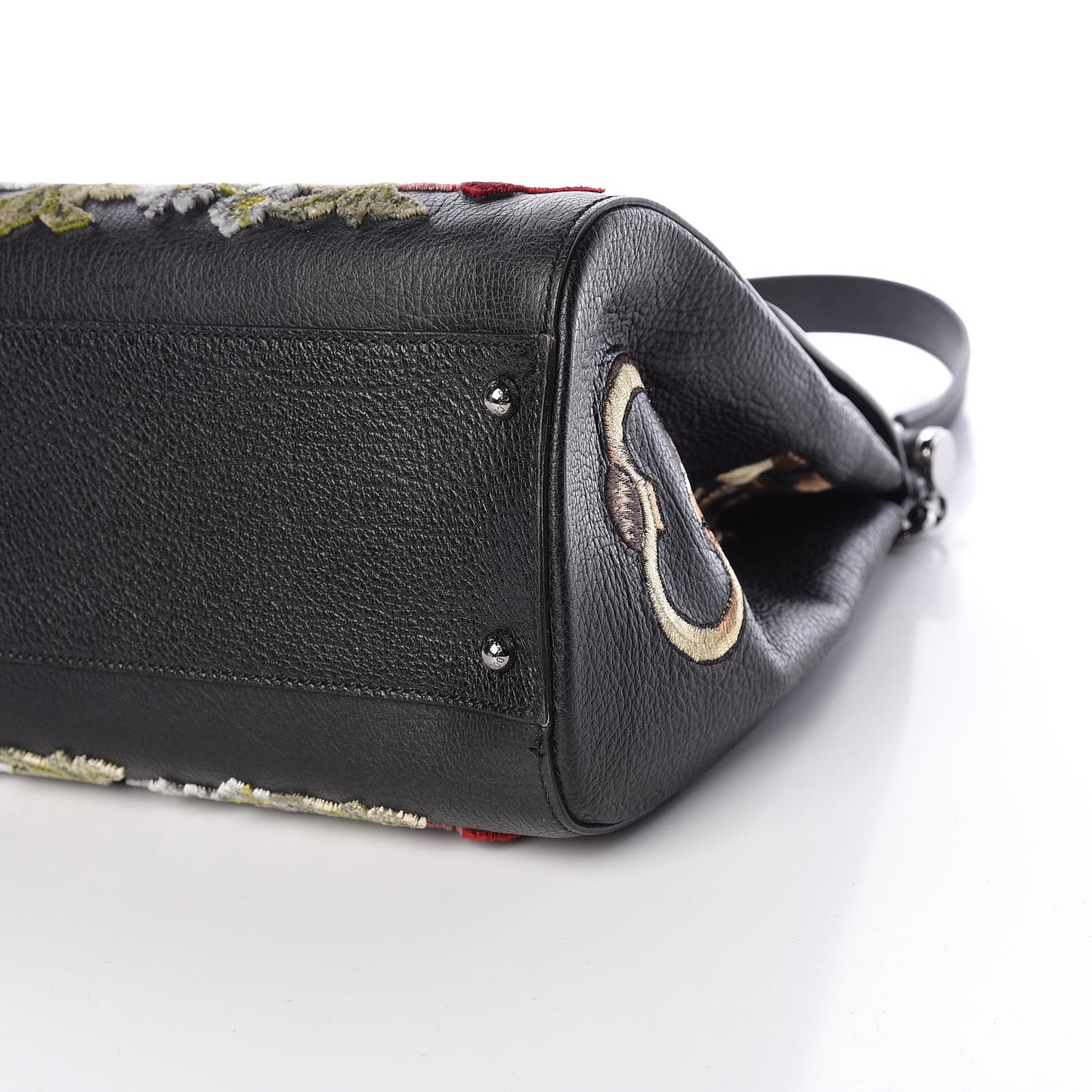Calfskin Embroidered Keys Large Miss Sicily Satchel Black