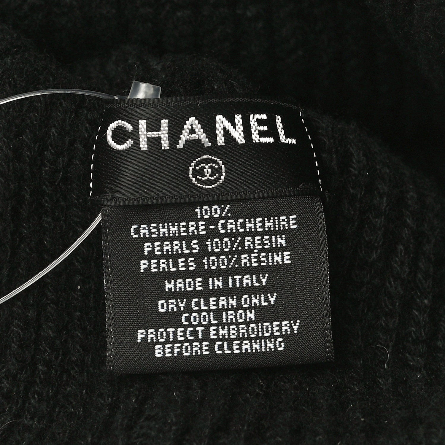 Chanel Cashmere Logo Beanie Hat Black White 5 of 7