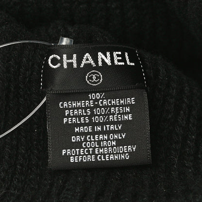Chanel Cashmere Logo Beanie Hat Black White 5 of 7