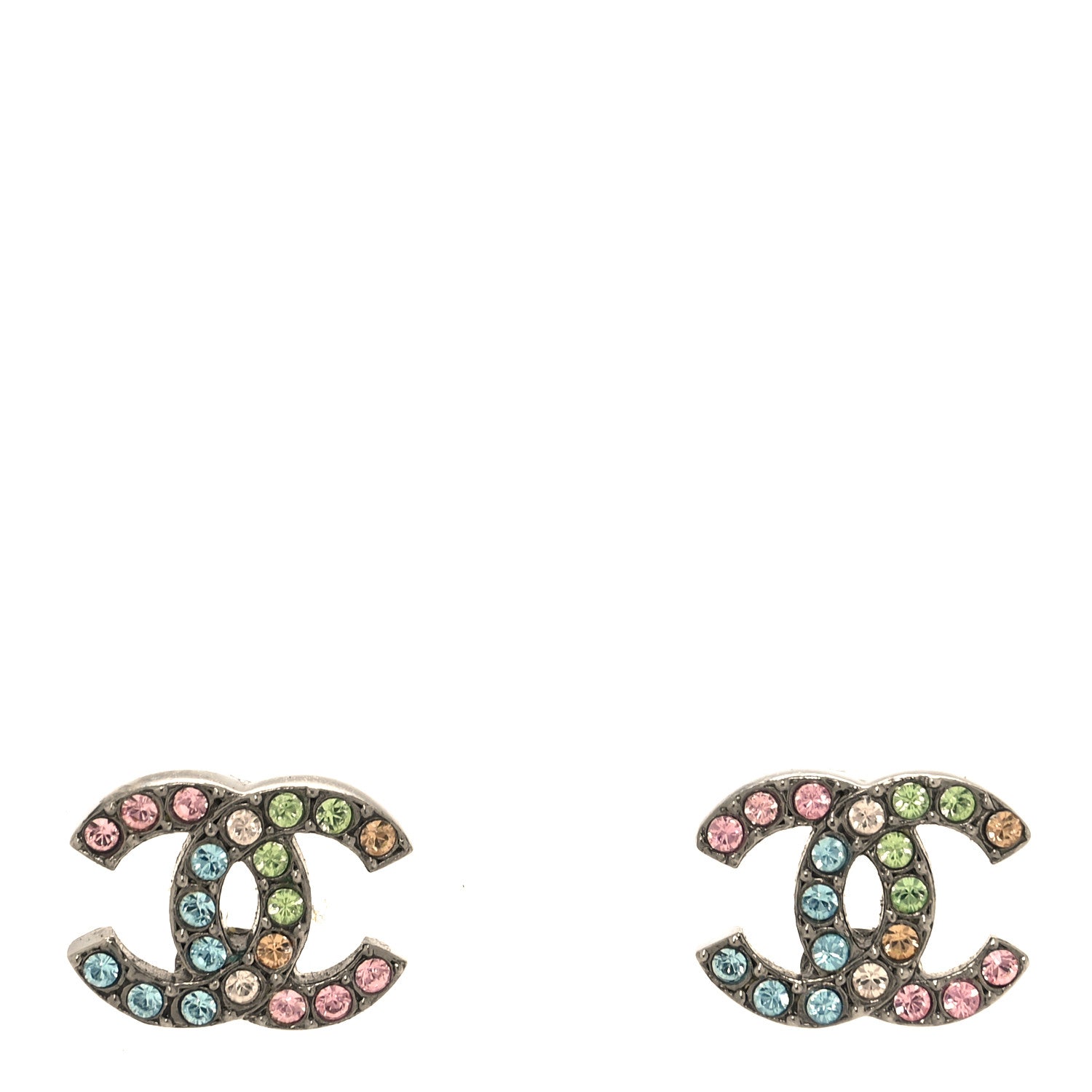 Chanel Ruthenium Crystal CC Earrings Multicolor 1 of 5
