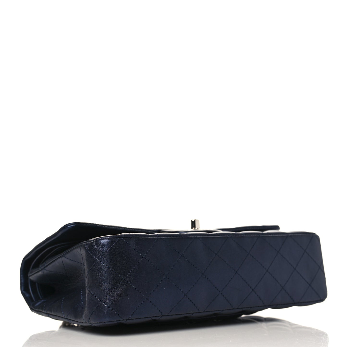 Iridescent Calfskin Quilted Medium Double Flap Navy