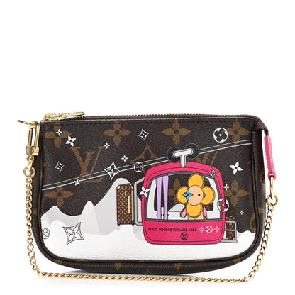 Louis Vuitton Monogram 2019 Christmas Animation Mini Courchevel Pochette Accessories Fuchsia 1 of 7