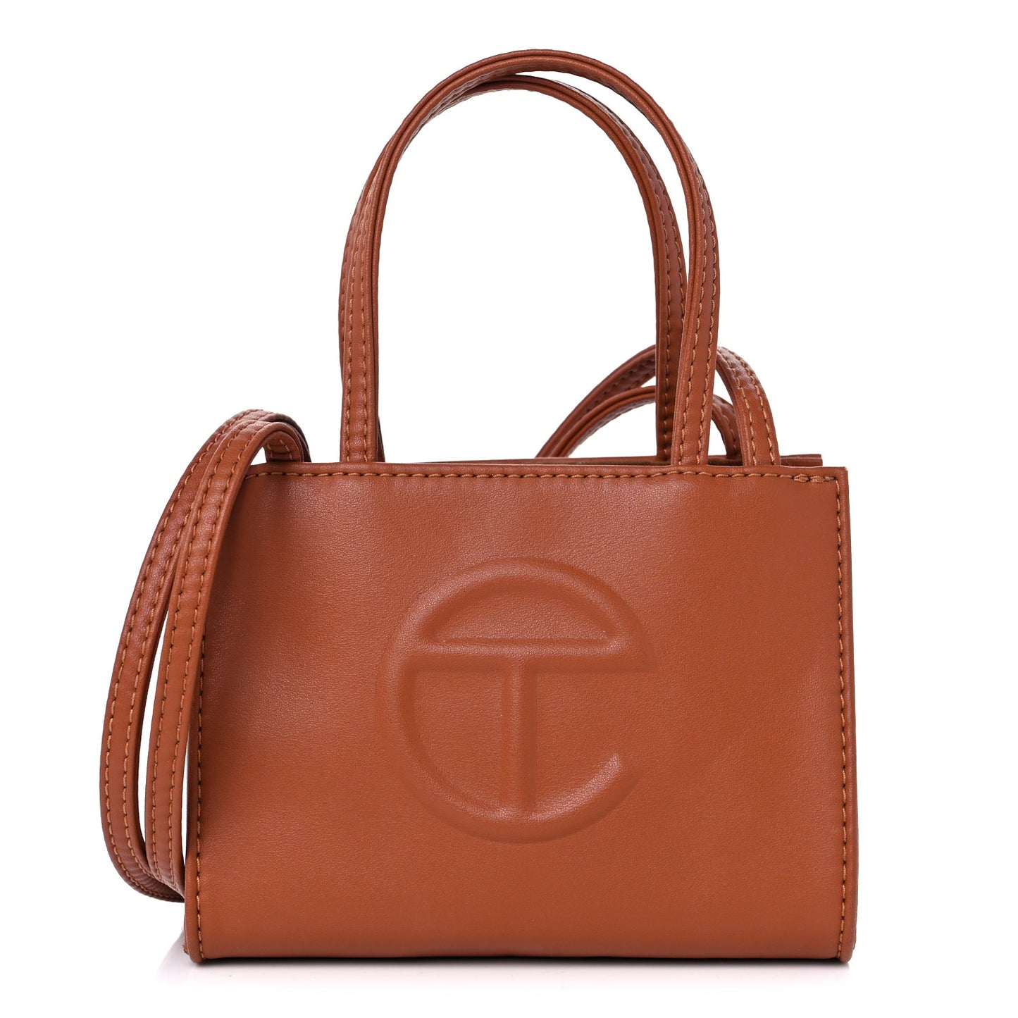 Vegan Leather Small Shopping Bag Tan