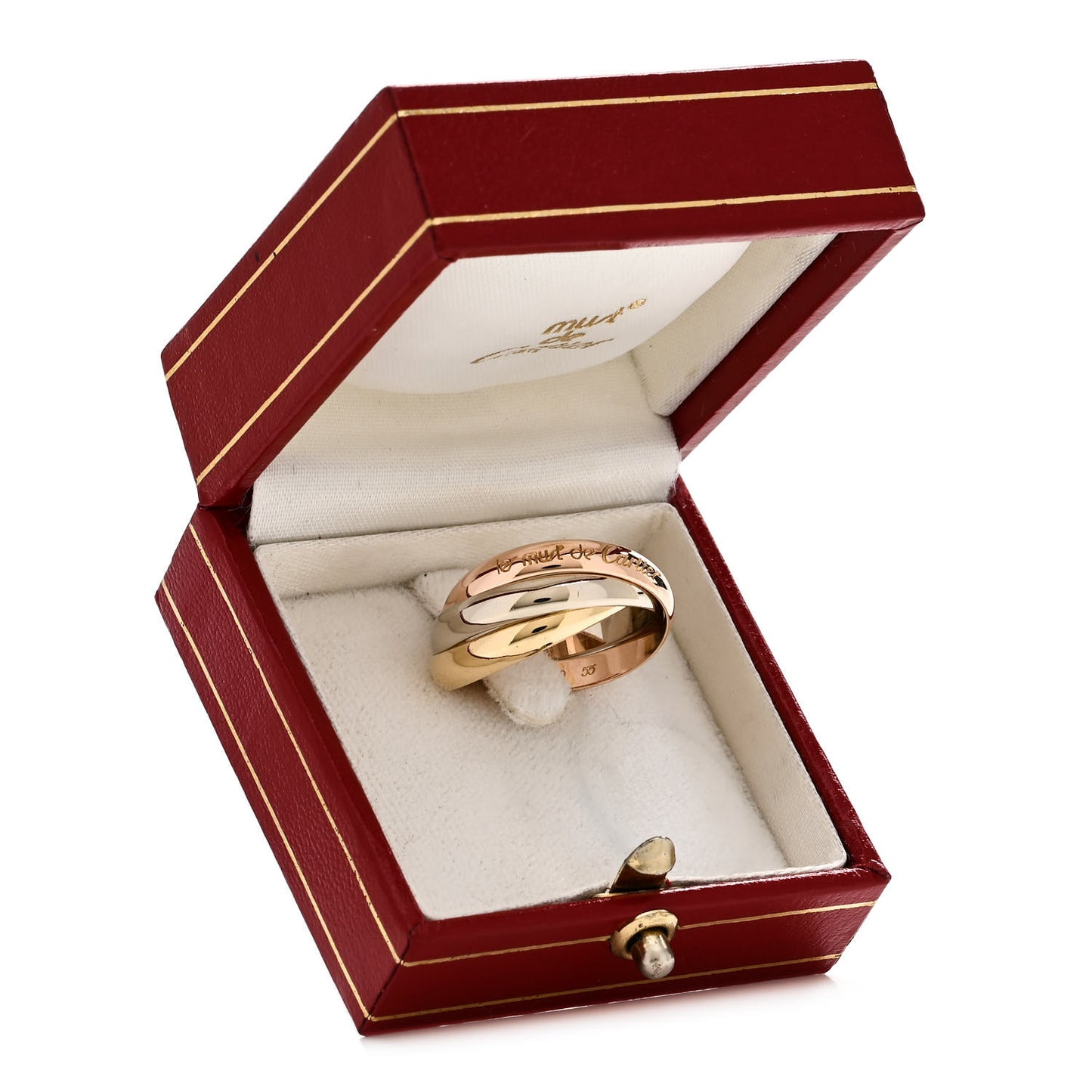 18K Pink Yellow White Gold Classic Les Must De Cartier Trinity Ring 55 7.25