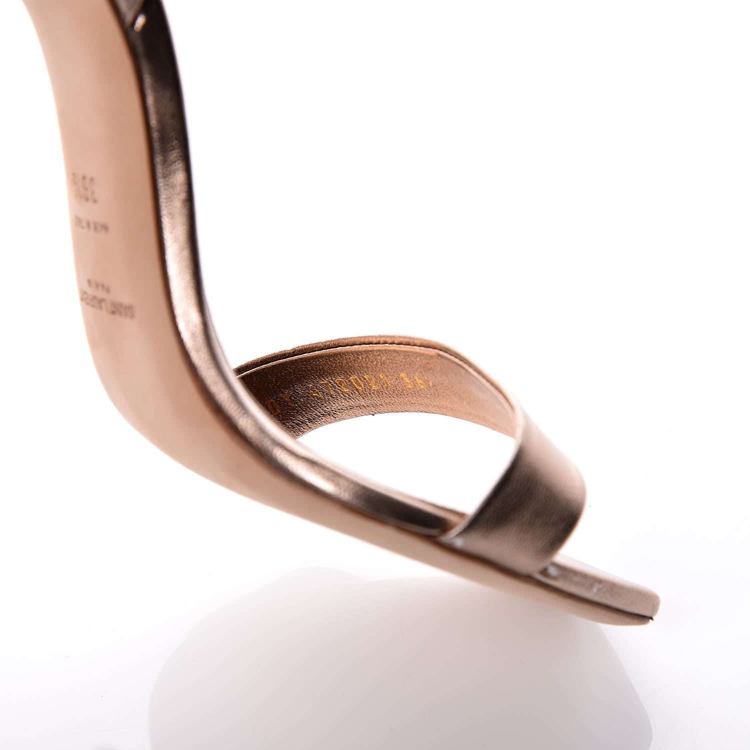 Saint Laurent Metallic Lambskin Amber Ankle Strap Sandals 36.5 Rose Gold 10 of 15