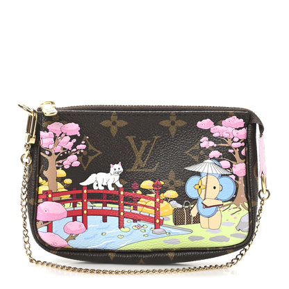 Louis Vuitton Monogram 2021 Christmas Animation Japanese Garden Mini Pochette Accessories Wisteria Pink 1 of 9