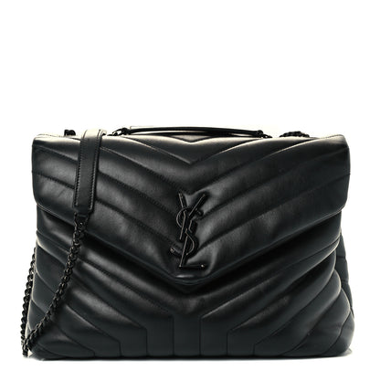 Saint Laurent Calfskin Y Quilted Monogram Medium Loulou Chain Satchel Black 1 of 11