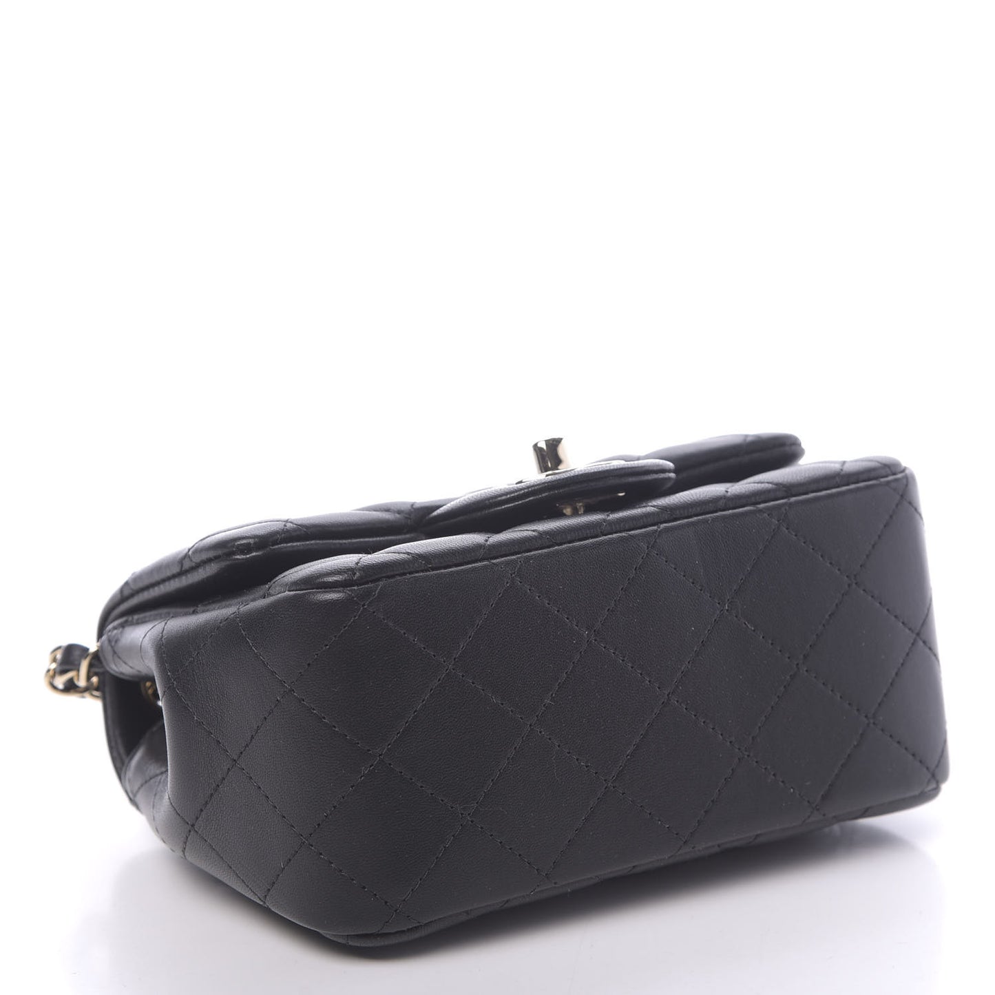 Lambskin Quilted Mini Square Flap Black