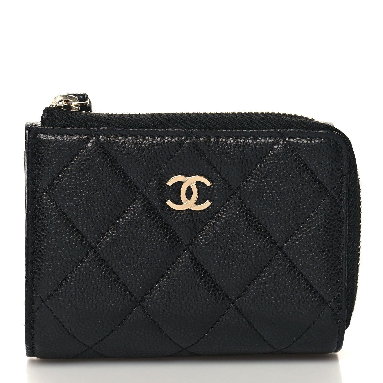 Chanel Caviar Quilted CC Zip Compact Trifold Wallet Black 1 of 11