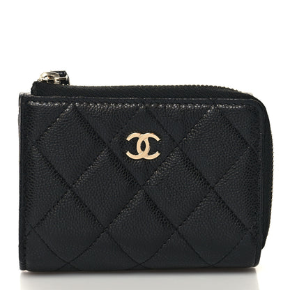 Chanel Caviar Quilted CC Zip Compact Trifold Wallet Black 1 of 11