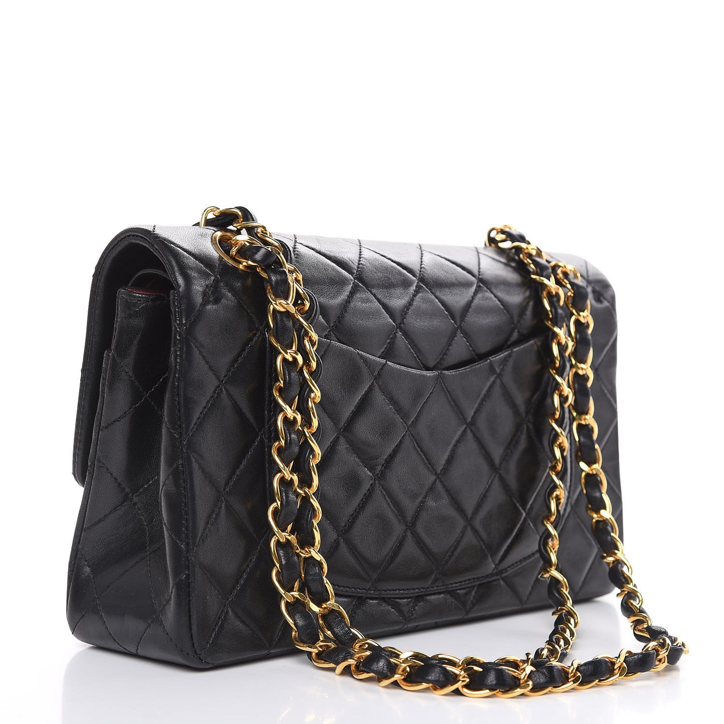 Lambskin Quilted Small Double Flap Black