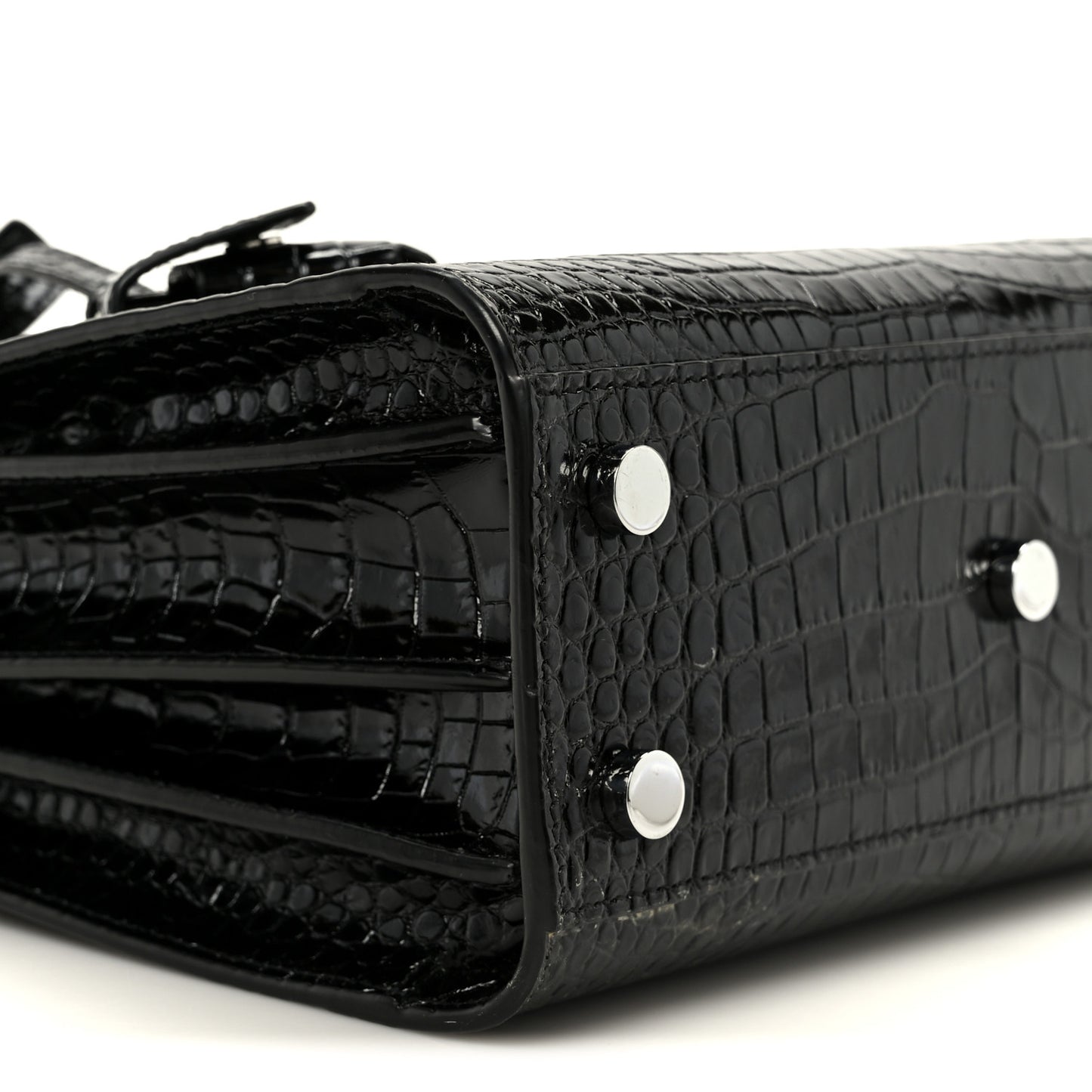 Calfskin Crocodile Embossed Nano Sac De Jour Black