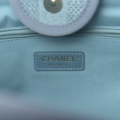 Chanel Mixed Fibers Striped Medium Deauville Tote Blue 7 of 11
