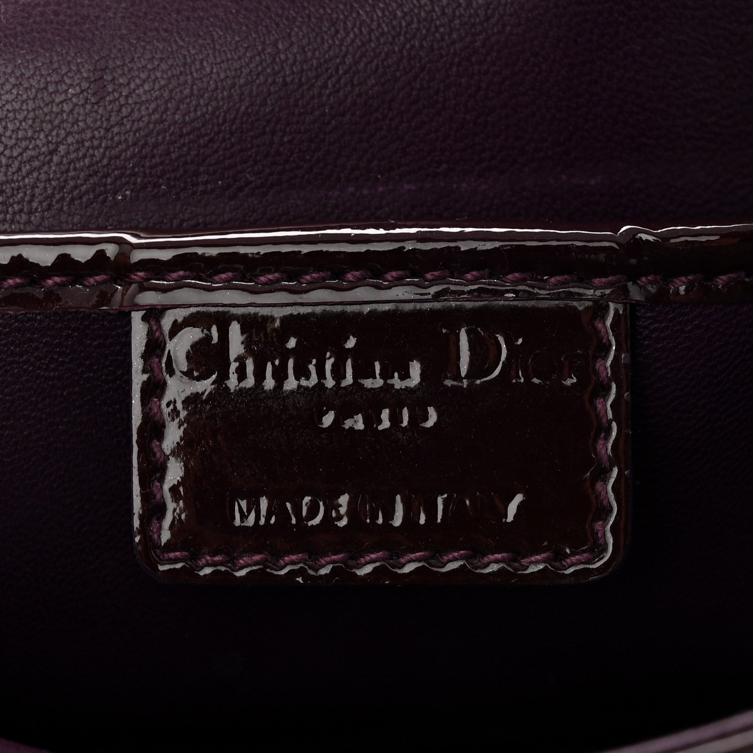 Christian Dior Patent Cannage Lady Dior Chain Wallet Purple