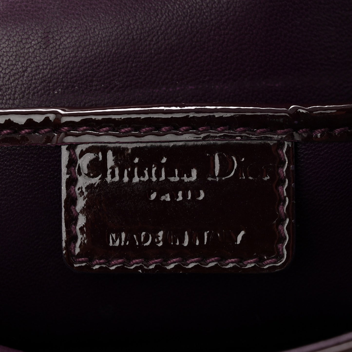 Patent Cannage Lady Dior Chain Wallet Purple