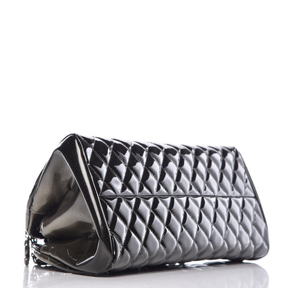 Chanel Metallic Patent Quilted Medium Just Mademoiselle Bowling Bag Silver Degrade 4 of 8