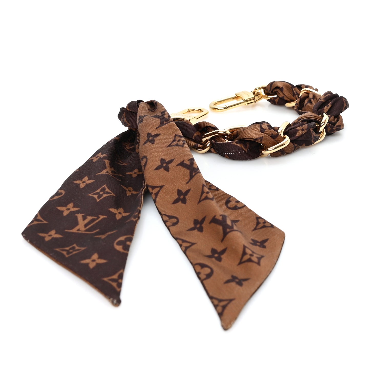 Metal Polyester Monogram Braided Scarf Chain Foulard Bag Charm