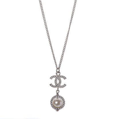 Chanel Crystal CC Pearl Drop Necklace Gold 2 of 6
