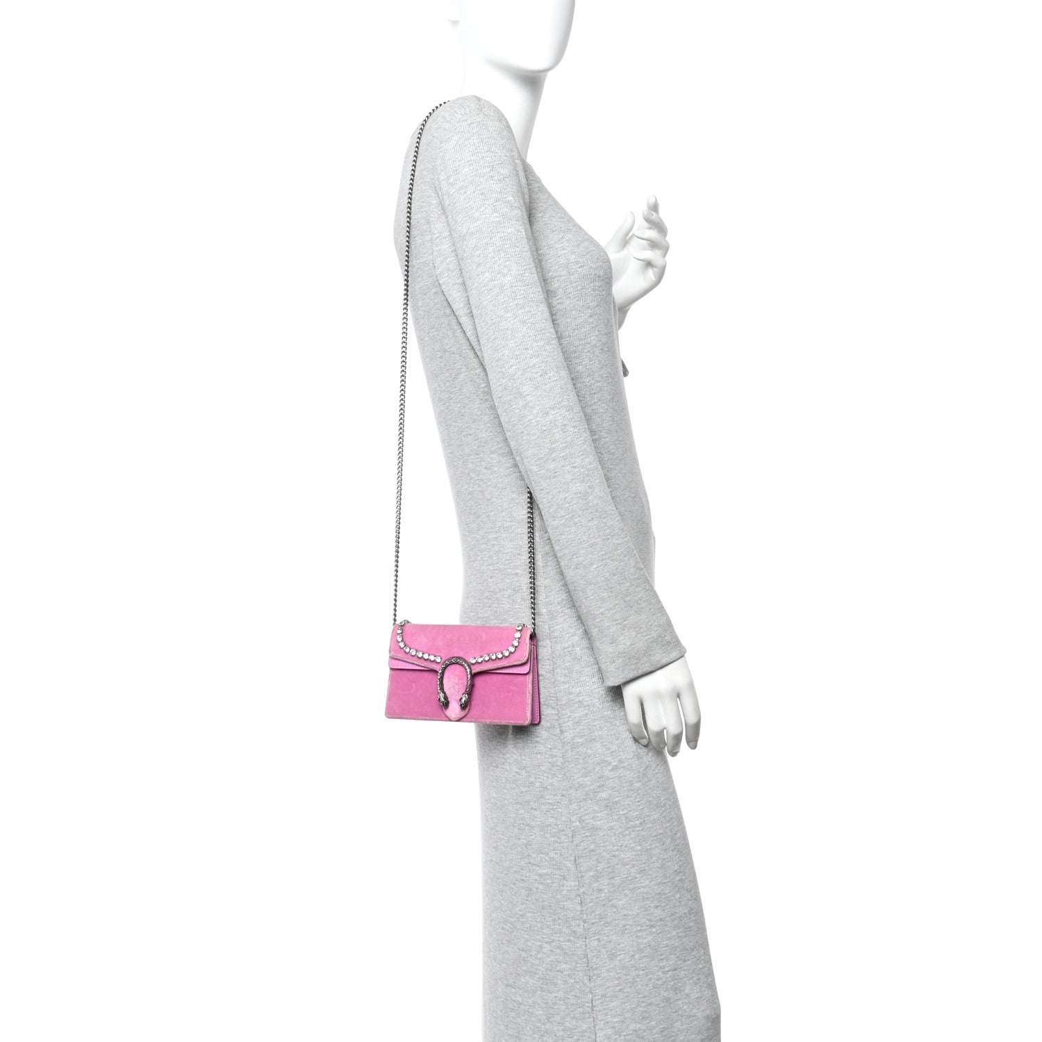 Gucci Velvet Crystal Super Mini Dionysus Shoulder Bag Malva 2 of 9