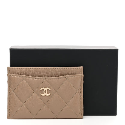Chanel Caviar Quilted Card Holder Dark Beige 8 of 8