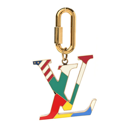 Louis Vuitton Enamel LV Flag Bag Charm Key Holder Multicolor 1 of 4