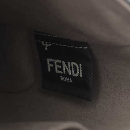 Fendi Vitello Grace Glazed Fabric FF 1974 Double F Shoulder Bag Black Mogano Panna 6 of 10