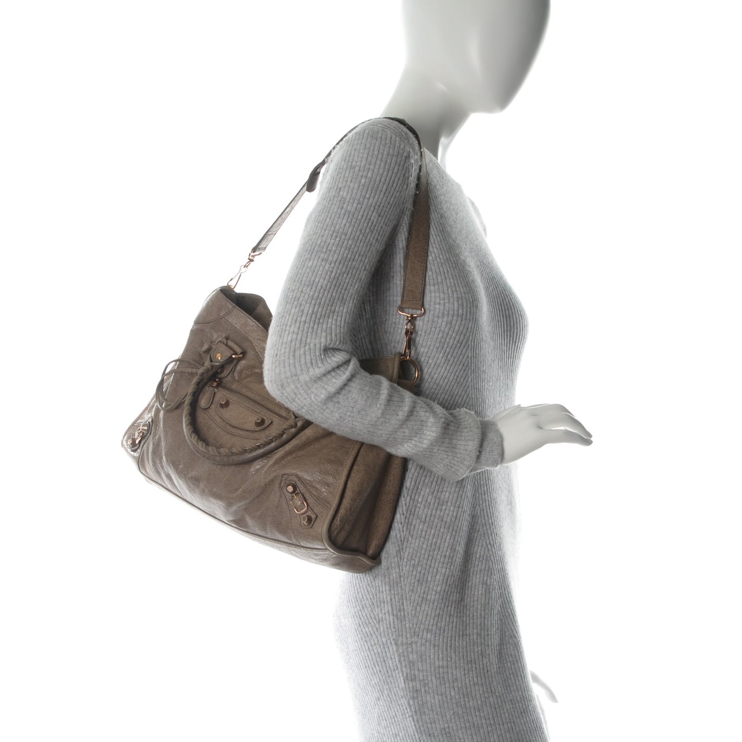 Agneau Giant 12 Rose Gold Hardware City Gris Poivre