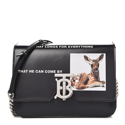 Burberry Calfskin Montage Print Small TB Bag Black 1 of 16