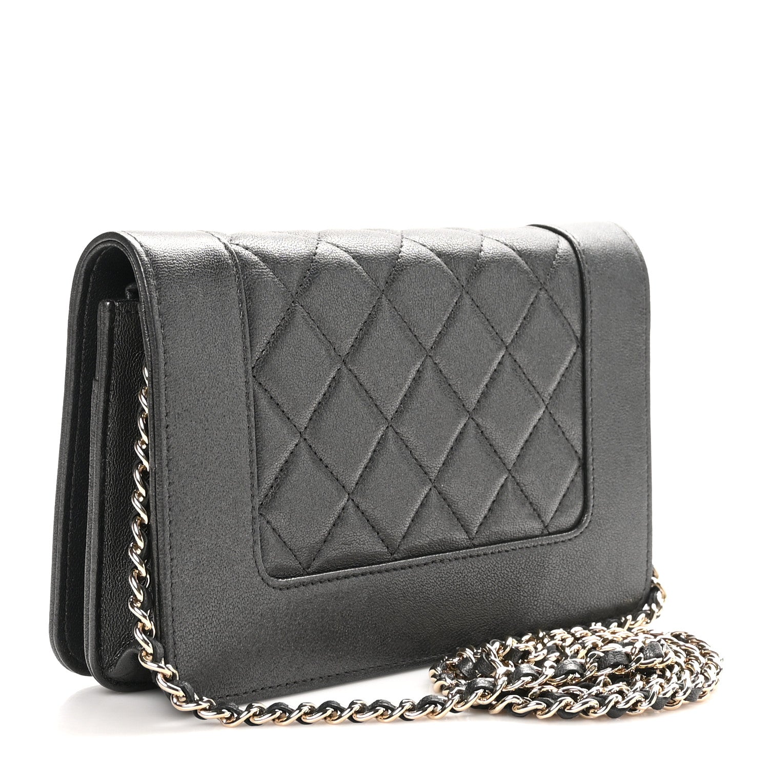 Chanel Sheepskin Quilted Mademoiselle Vintage Wallet On Chain WOC Ruthenium 3 of 12
