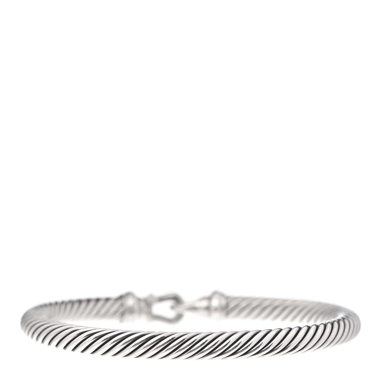 David Yurman Sterling Silver Diamond 5mm Cable Buckle Bracelet 3 of 4