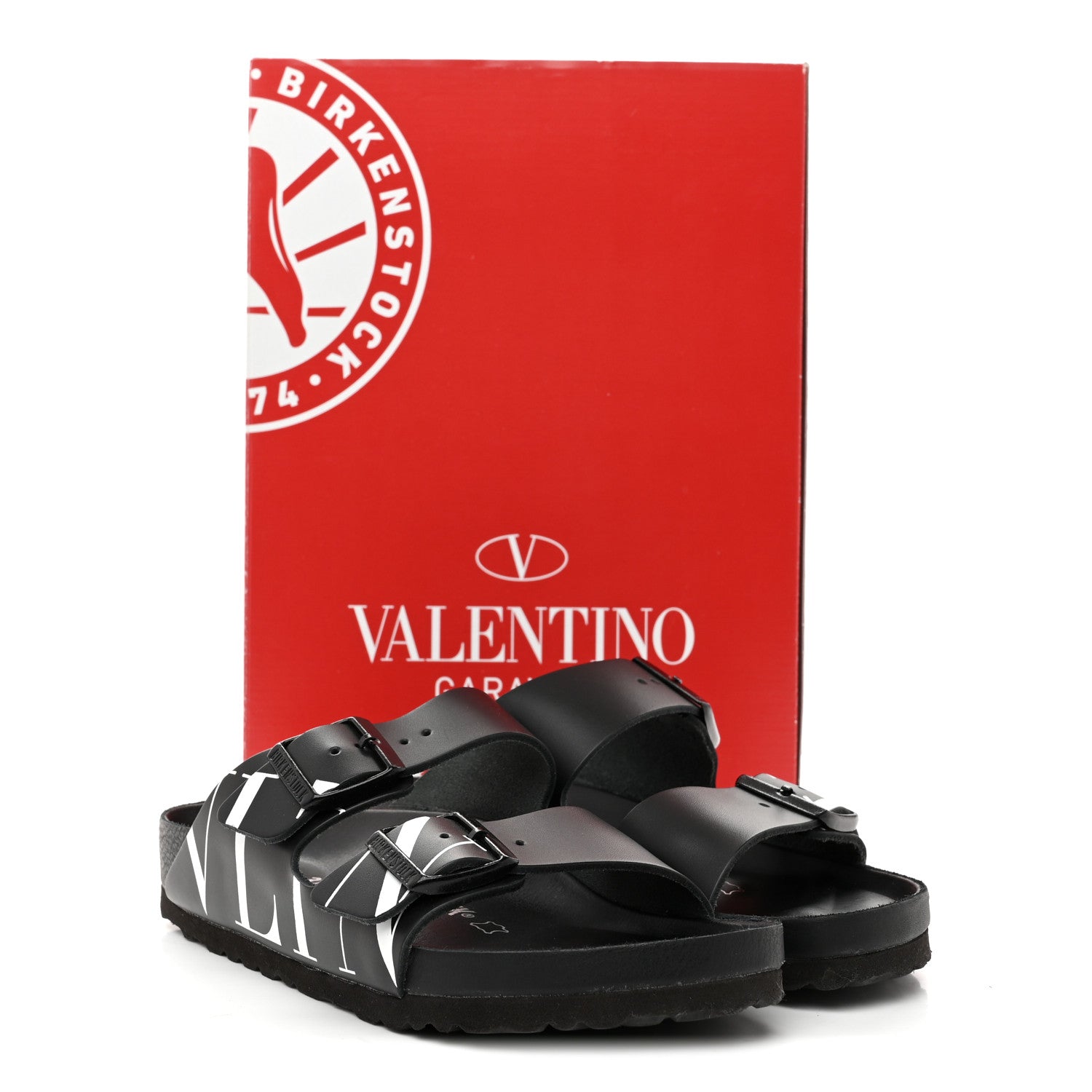 Valentino Garavani Calfskin VLTN Birkenstock Slide Sandals 37