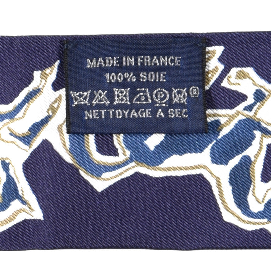 Silk Chevaux En Liberte Twilly Marine Indigo Blanc