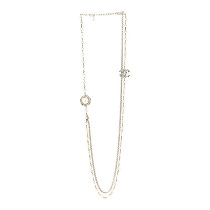 Chanel Crystal Pearl CC Necklace Gold 3 of 6