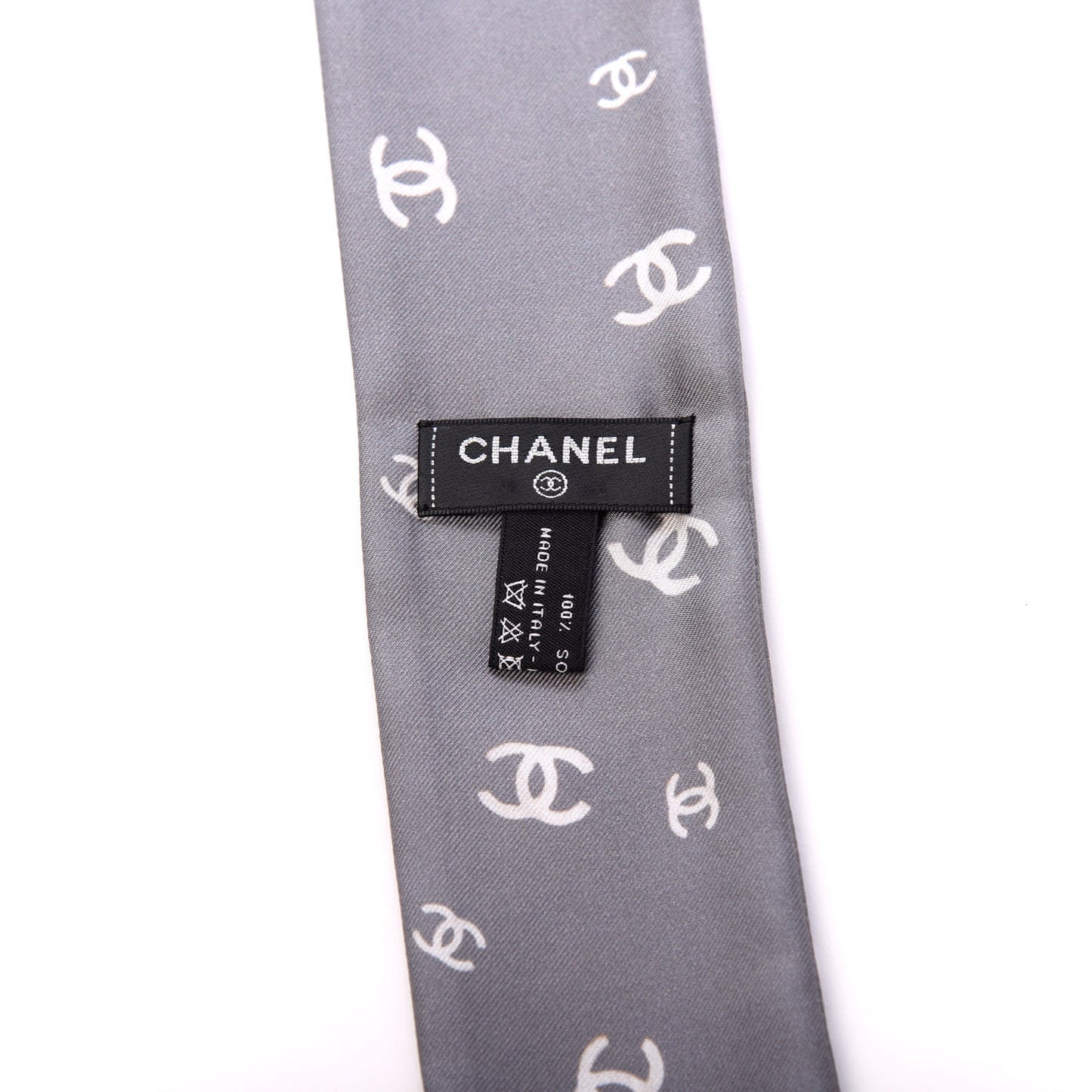 Silk CC Slim Bandeau Scarf Gray Ecru