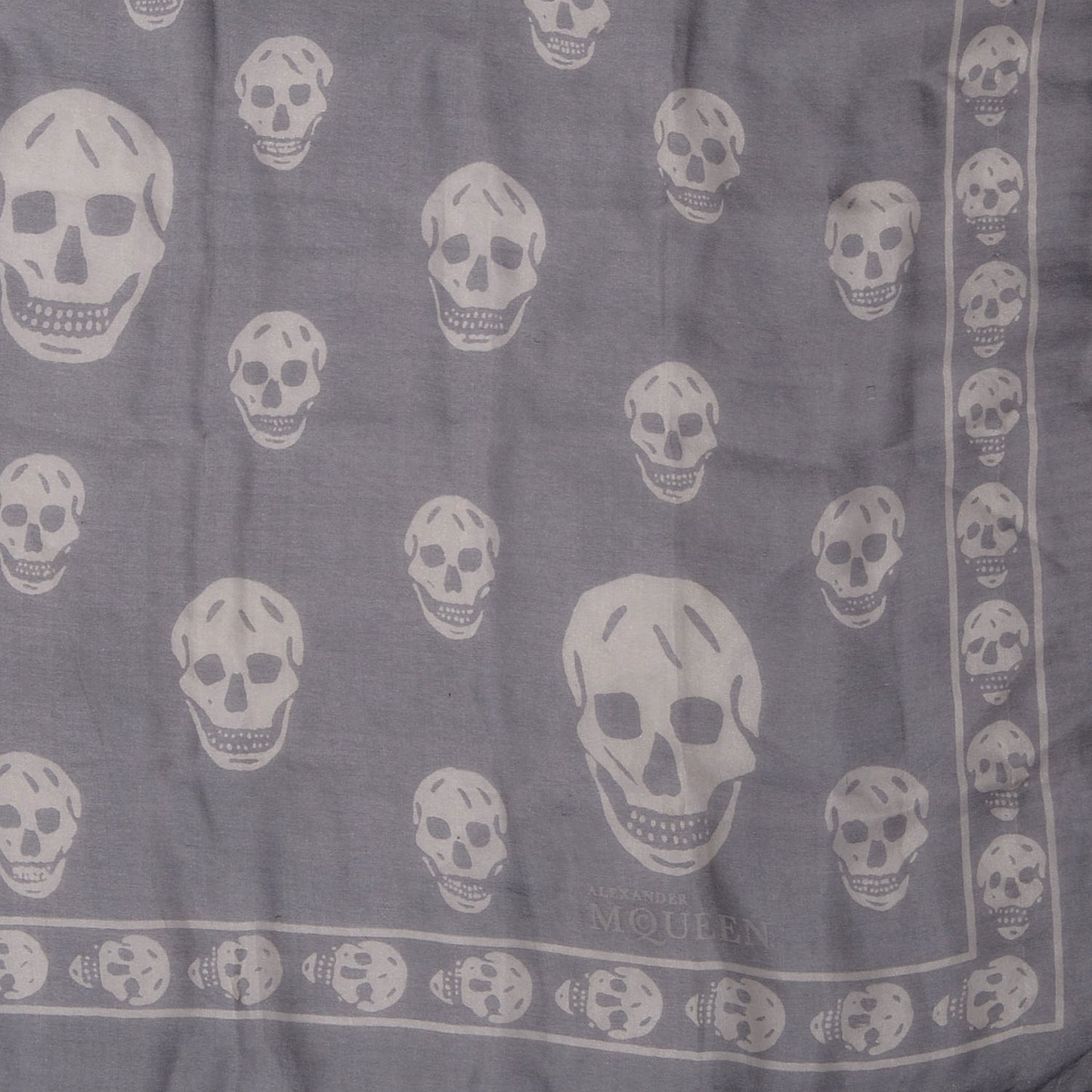Silk Chiffon Skull Scarf Dark Grey
