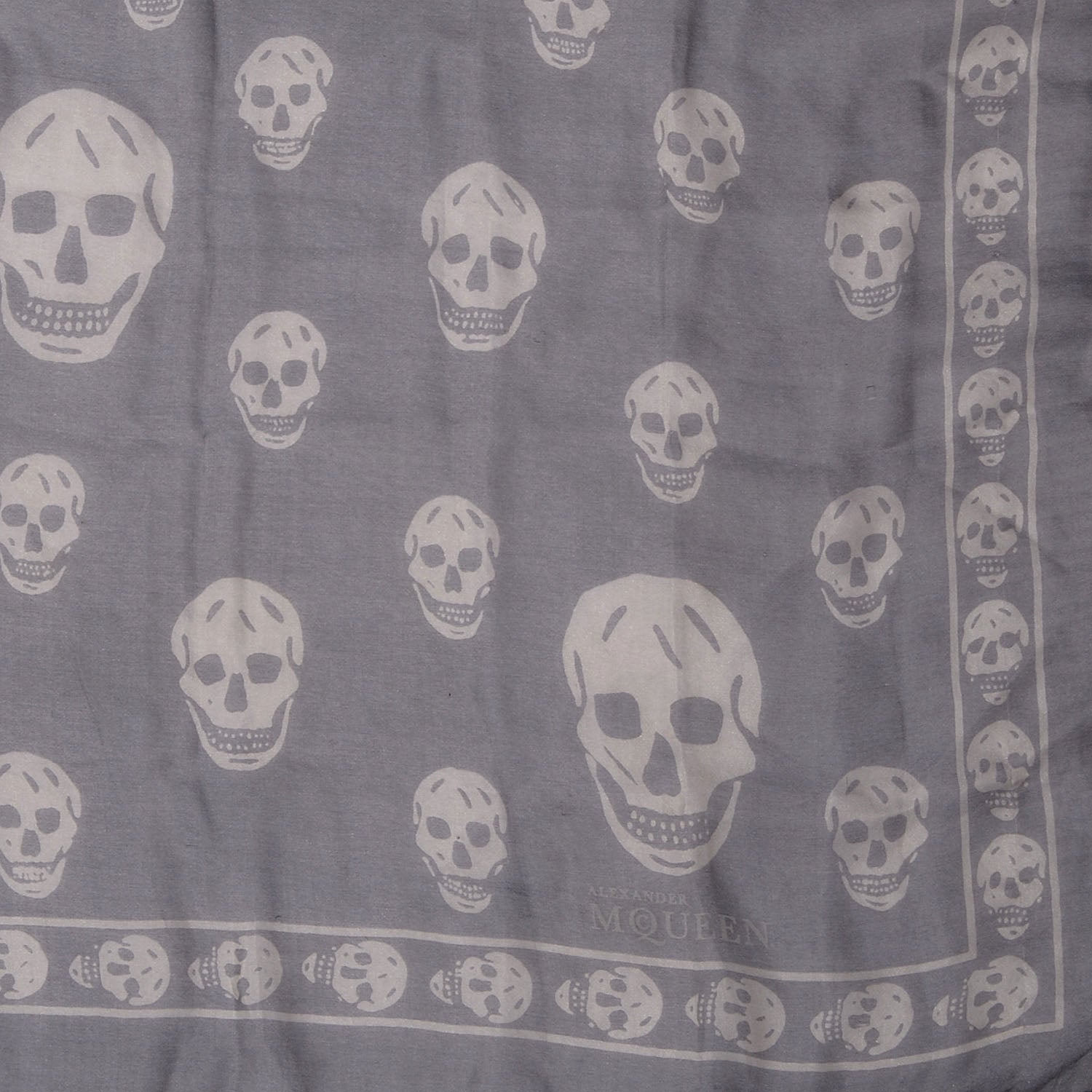 Alexander McQueen Silk Chiffon Skull Scarf Dark Grey 1 of 5