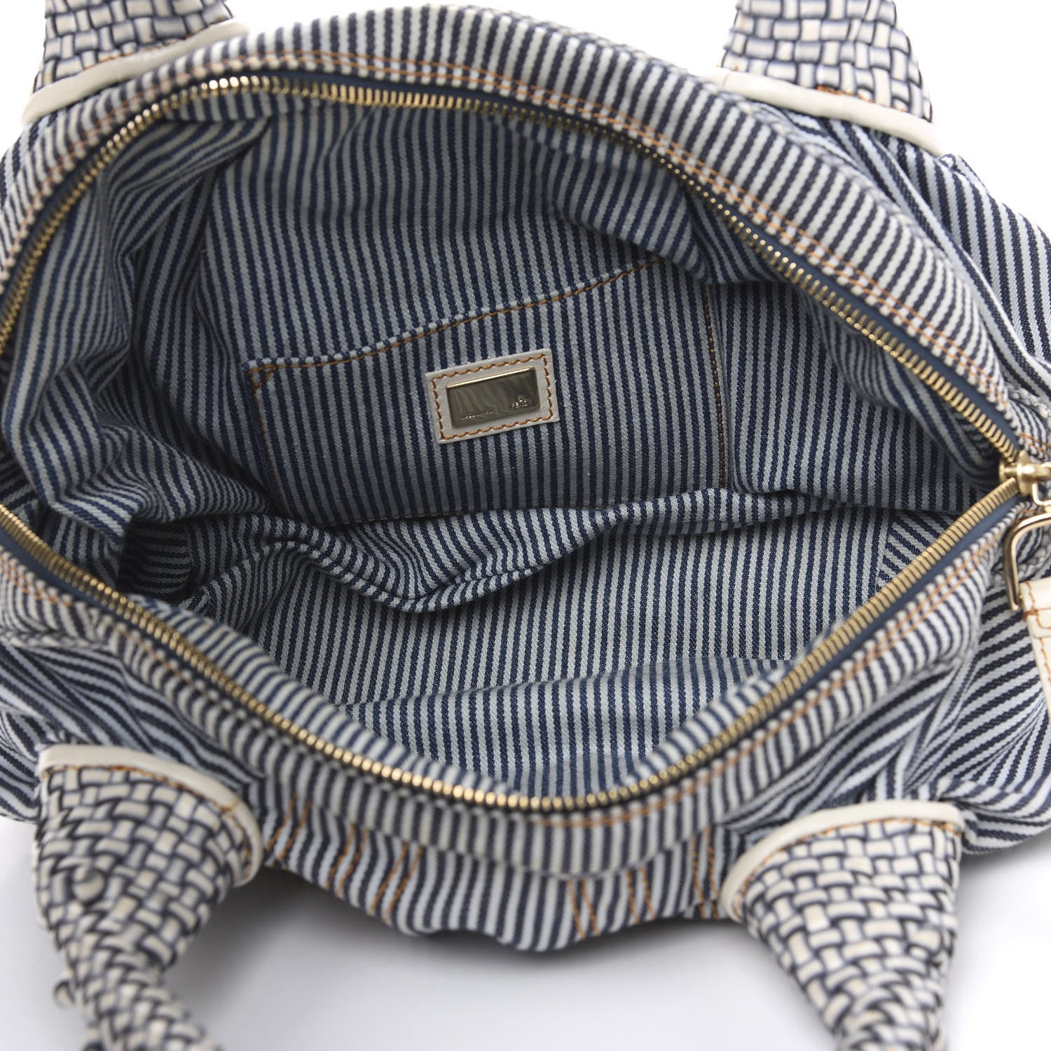 Fendi Denim Striped Spy Bowler Blue 5 of 12