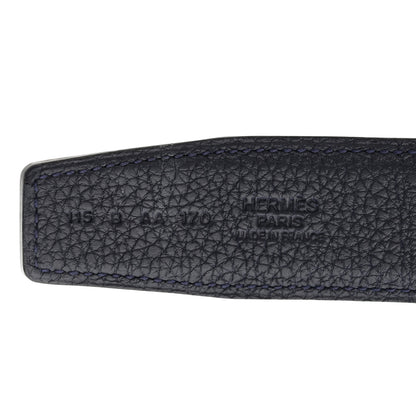 Hermes Box Togo 32mm Belt Strap 115 46 Black Bleu de Prusse 3 of 8