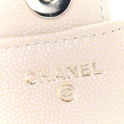 Chanel Iridescent Caviar Quilted Flap Phone Holder With Chain Beige 6 of 10