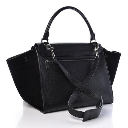 Celine Drummed Calfskin Suede Medium Trapeze Black 3 of 11