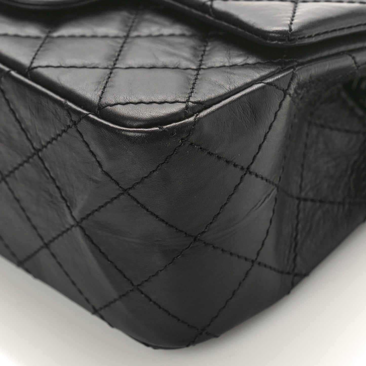Aged Calfskin Quilted 2.55 Reissue Mini Flap So Black
