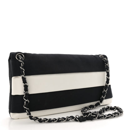 Chanel Grosgrain Stripy Mademoiselle Flap Bag Black White 3 of 11