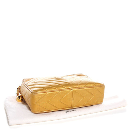 Chanel Lambskin Chevron Camera Case Gold 4 of 8
